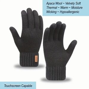 Unisex Alpaca Velvet Blend Winter Thermal Driving Gloves‎ Dark Gray Touchscreen